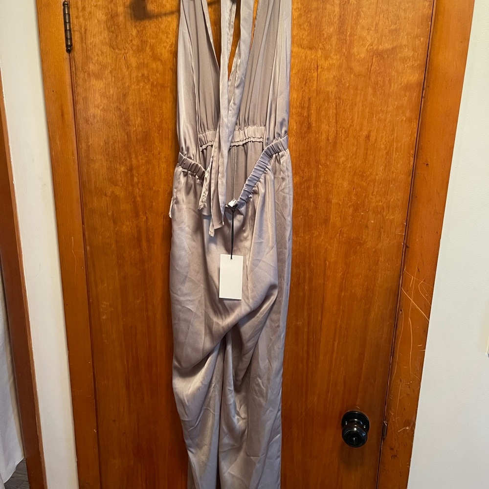 Silver silk jumpsuit